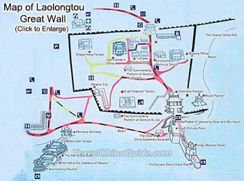 Laolongtou长城的地图