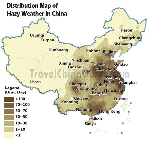 中国空气污染地图