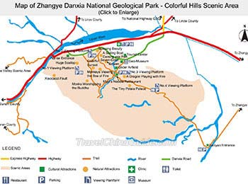 张掖丹霞地质公园地图