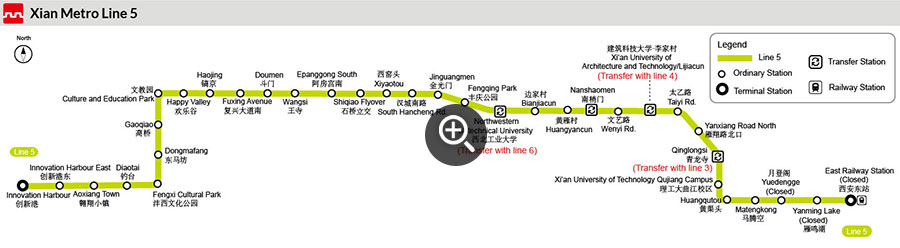 西安地铁5号线地图