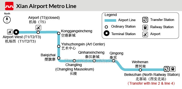 西安机场地铁线路图