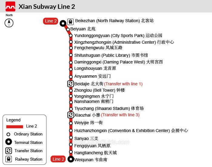 西安地铁2号线地图