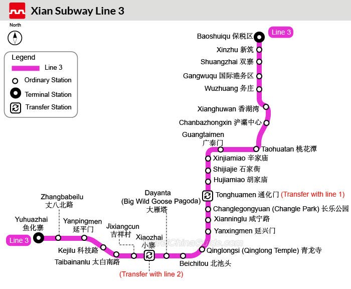 西安地铁3号线地图