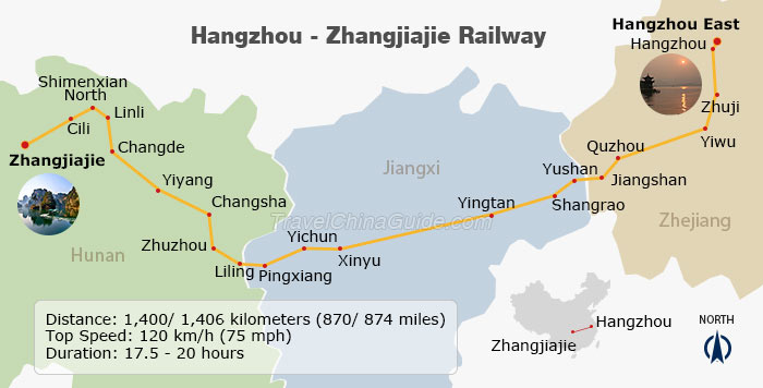 杭州——张家界铁路地图