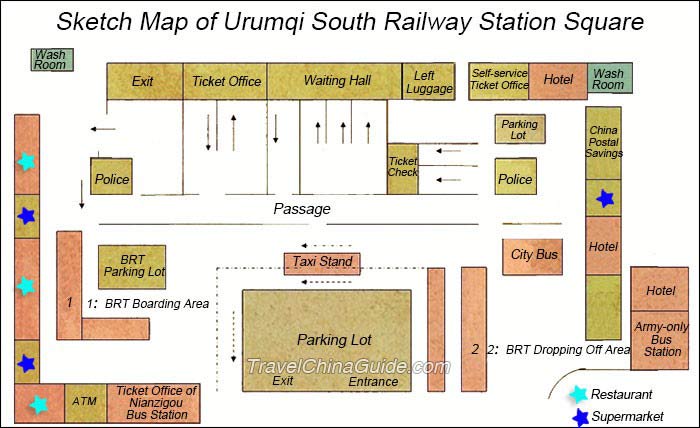 乌鲁木齐火车站南广场的示意图