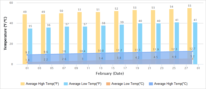 武汉2月气温图